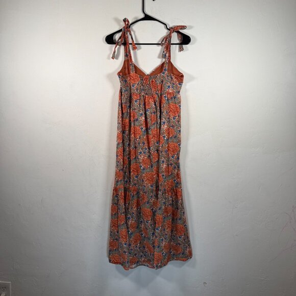 Zara Multicolor Floral Poplin Tie Bow Strap Moderns Midi Sundress Dress Size S - Picture 3 of 9